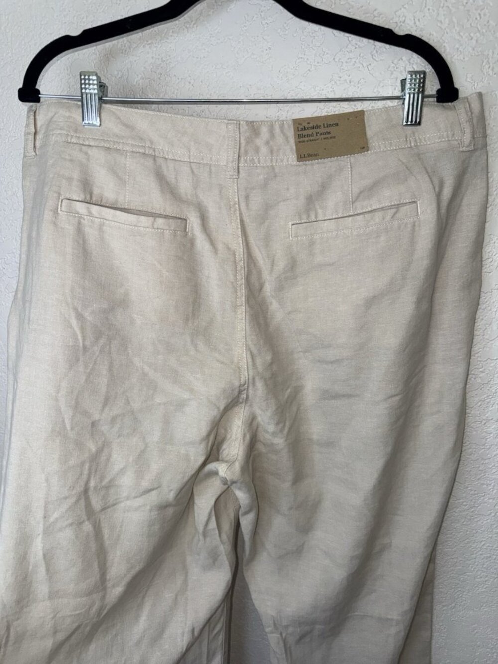 LL Bean Lakeside Linen Blend Pant Women 16 Reg Coastal Wide Leg NEW Pockets N - Picture 8 of 12